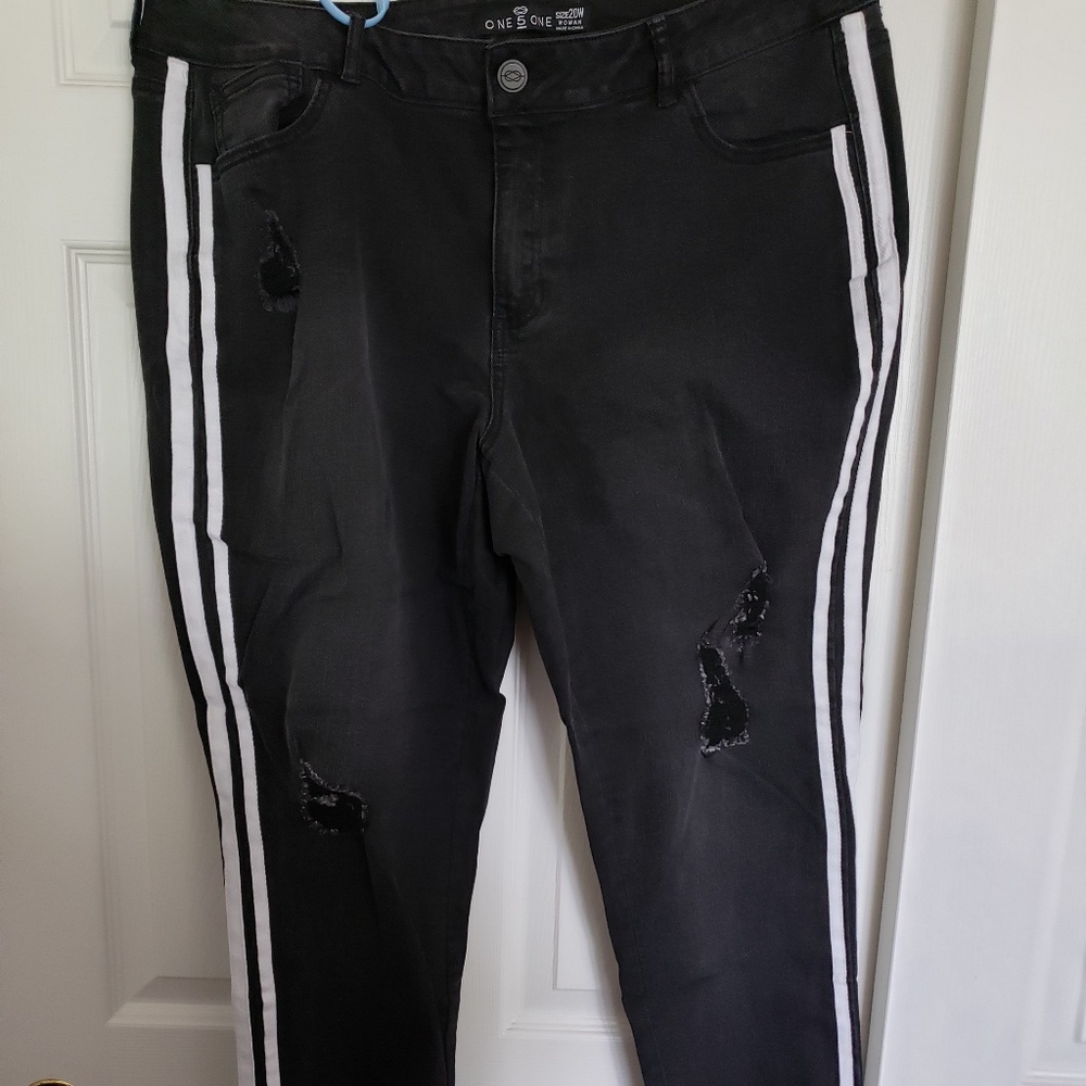 Black Womens Plus Denim Jeans Ankle Cut